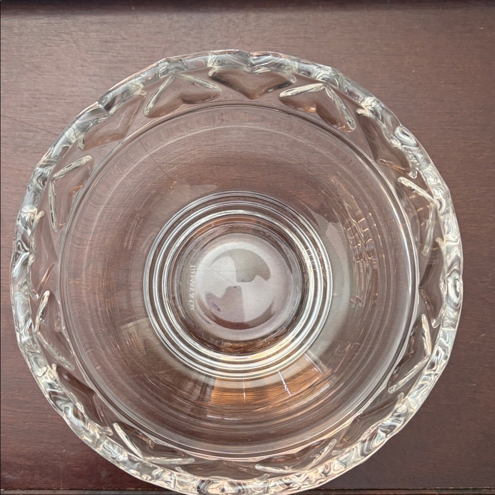 Tiffany & Co. Crystal Heart Patterned Glass Bowl - Picture 3 of 5